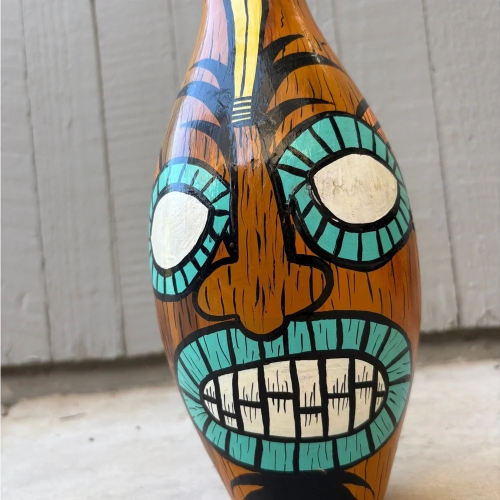 Hand-Painted Tiki Art Sculpture– Outsider Art Folk Decor